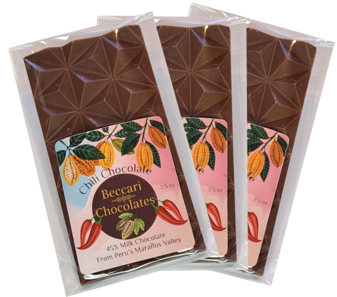 Package of 3 Milk Chocolate Chili Bars