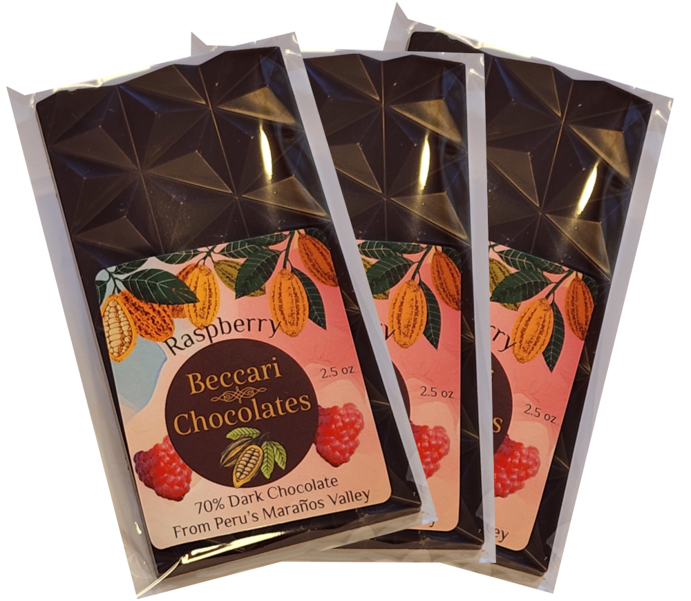 Package of 3 Dark Chocolate Raspberry Bars