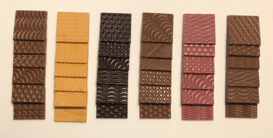 Wine Pairing Squares, dark, milk, caramel, ruby, mocha, chili chocolate